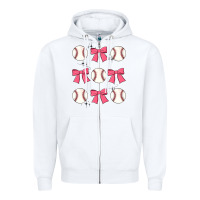 White baseball coquette bow Zipper Hoodie - JahusDesignShop