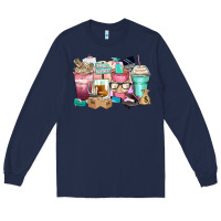 Navy small business coffee cups Long Sleeve Tee - Zillion Design Studio
