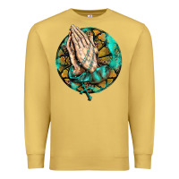 Antique Gold western praying hands prayer rosary  faith cross Premium Sweatshirt - BarkalooDesign