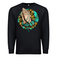 Black western praying hands prayer rosary  faith cross Premium Sweatshirt - BarkalooDesign
