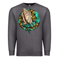 Charcoal Heather western praying hands prayer rosary  faith cross Premium Sweatshirt - BarkalooDesign