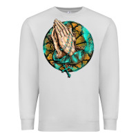 Dove Grey western praying hands prayer rosary  faith cross Premium Sweatshirt - BarkalooDesign