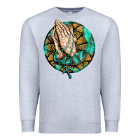 Heather Grey western praying hands prayer rosary  faith cross Premium Sweatshirt - BarkalooDesign