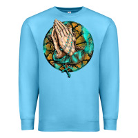 Ocean Blue western praying hands prayer rosary  faith cross Premium Sweatshirt - BarkalooDesign