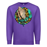 Purple western praying hands prayer rosary  faith cross Premium Sweatshirt - BarkalooDesign