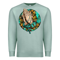 Seafoam western praying hands prayer rosary  faith cross Premium Sweatshirt - BarkalooDesign