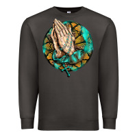 Smoke western praying hands prayer rosary  faith cross Premium Sweatshirt - BarkalooDesign