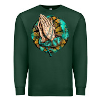 Sports Green western praying hands prayer rosary  faith cross Premium Sweatshirt - BarkalooDesign