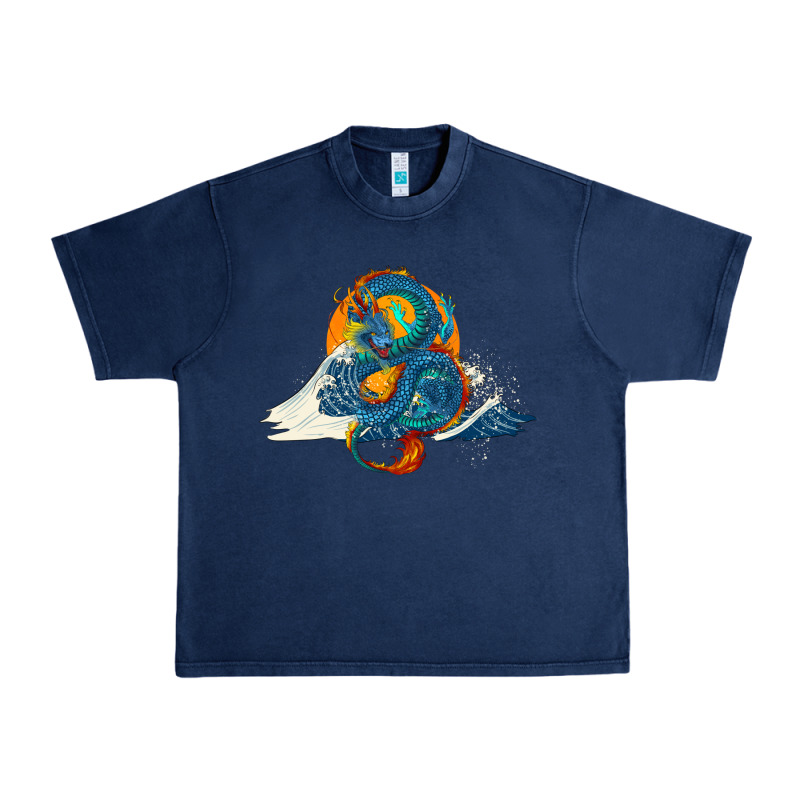 Blue Dragon Ocean Waves And Sun Urban Heavy Tee by RanaPortraitStore | Teevron