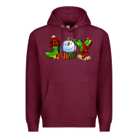 Burgundy joy for christmas with snowman Premium Hoodie - AdoDesignShop