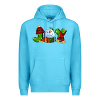 Ocean Blue joy for christmas with snowman Premium Hoodie - AdoDesignShop