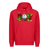 Red joy for christmas with snowman Premium Hoodie - AdoDesignShop