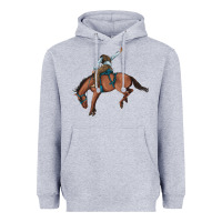 Heather Grey bucking bronco cowboy rodeo Heavyweight Hoodie - Artiststas