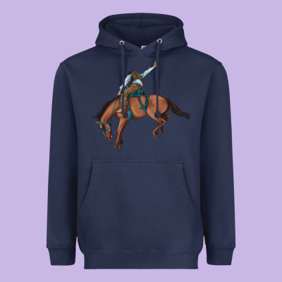 Bucking Bronco Cowboy Rodeo Heavyweight Hoodie Designed By Artiststas