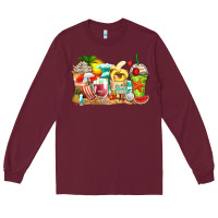 Burgundy summer vibes coffee cups Long Sleeve Tee - Zillion Design Studio