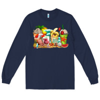 Navy summer vibes coffee cups Long Sleeve Tee - Zillion Design Studio