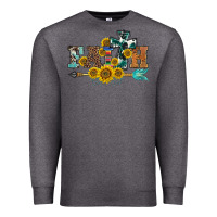 Charcoal Heather western faith arrow sunflowers Premium Sweatshirt - BarkalooDesign