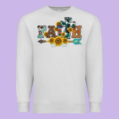 Western Faith Arrow Sunflowers Premium Sweatshirt Designed By Barkaloodesign