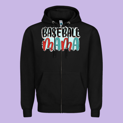Baseball Mama Zipper Hoodie Designed By Jahusdesignshop