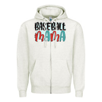 Oatmeal Heather baseball mama Zipper Hoodie - JahusDesignShop