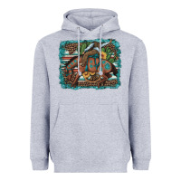 Heather Grey bucking bronco cowboy rodeo cactus and sunflowers Heavyweight Hoodie - Artiststas