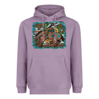 Lavender bucking bronco cowboy rodeo cactus and sunflowers Heavyweight Hoodie - Artiststas