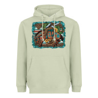 Matcha bucking bronco cowboy rodeo cactus and sunflowers Heavyweight Hoodie - Artiststas