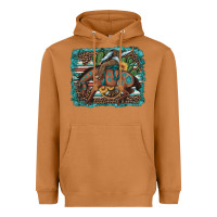 Meerkat bucking bronco cowboy rodeo cactus and sunflowers Heavyweight Hoodie - Artiststas