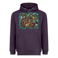 Plum bucking bronco cowboy rodeo cactus and sunflowers Heavyweight Hoodie - Artiststas