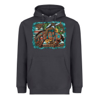 Smoke bucking bronco cowboy rodeo cactus and sunflowers Heavyweight Hoodie - Artiststas