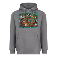 Storm bucking bronco cowboy rodeo cactus and sunflowers Heavyweight Hoodie - Artiststas