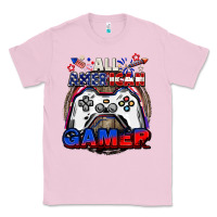 Bubblegum Pink All American gamer 4th of july Classic Tee - CowGirlArtShop