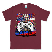 Burgundy All American gamer 4th of july Classic Tee - CowGirlArtShop