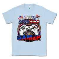 Dusty Blue All American gamer 4th of july Classic Tee - CowGirlArtShop