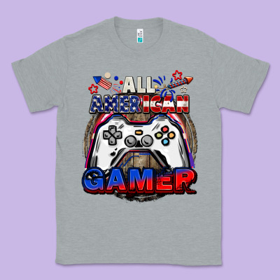 All American Gamer 4th Of July Classic Tee Designed By Cowgirlartshop