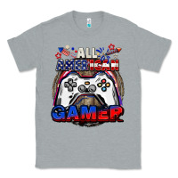 Heather Grey All American gamer 4th of july Classic Tee - CowGirlArtShop