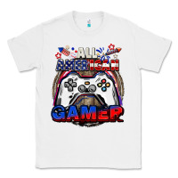 White All American gamer 4th of july Classic Tee - CowGirlArtShop