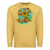 Antique Gold western belive sunflowers cross Premium Sweatshirt - BarkalooDesign