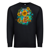 Black western belive sunflowers cross Premium Sweatshirt - BarkalooDesign