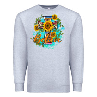 Heather Grey western belive sunflowers cross Premium Sweatshirt - BarkalooDesign