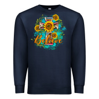 Navy western belive sunflowers cross Premium Sweatshirt - BarkalooDesign