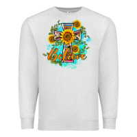 Oatmeal Heather western belive sunflowers cross Premium Sweatshirt - BarkalooDesign