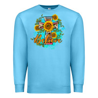 Ocean Blue western belive sunflowers cross Premium Sweatshirt - BarkalooDesign