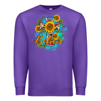 Purple western belive sunflowers cross Premium Sweatshirt - BarkalooDesign