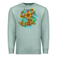 Seafoam western belive sunflowers cross Premium Sweatshirt - BarkalooDesign