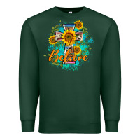 Sports Green western belive sunflowers cross Premium Sweatshirt - BarkalooDesign