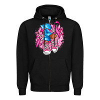 Black cancer ribbon pink converse and flowers Zipper Hoodie - AdoDesignShop