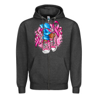 Charcoal Heather cancer ribbon pink converse and flowers Zipper Hoodie - AdoDesignShop
