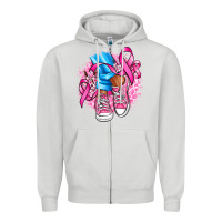 Dove Grey cancer ribbon pink converse and flowers Zipper Hoodie - AdoDesignShop