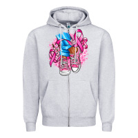 Heather Grey cancer ribbon pink converse and flowers Zipper Hoodie - AdoDesignShop